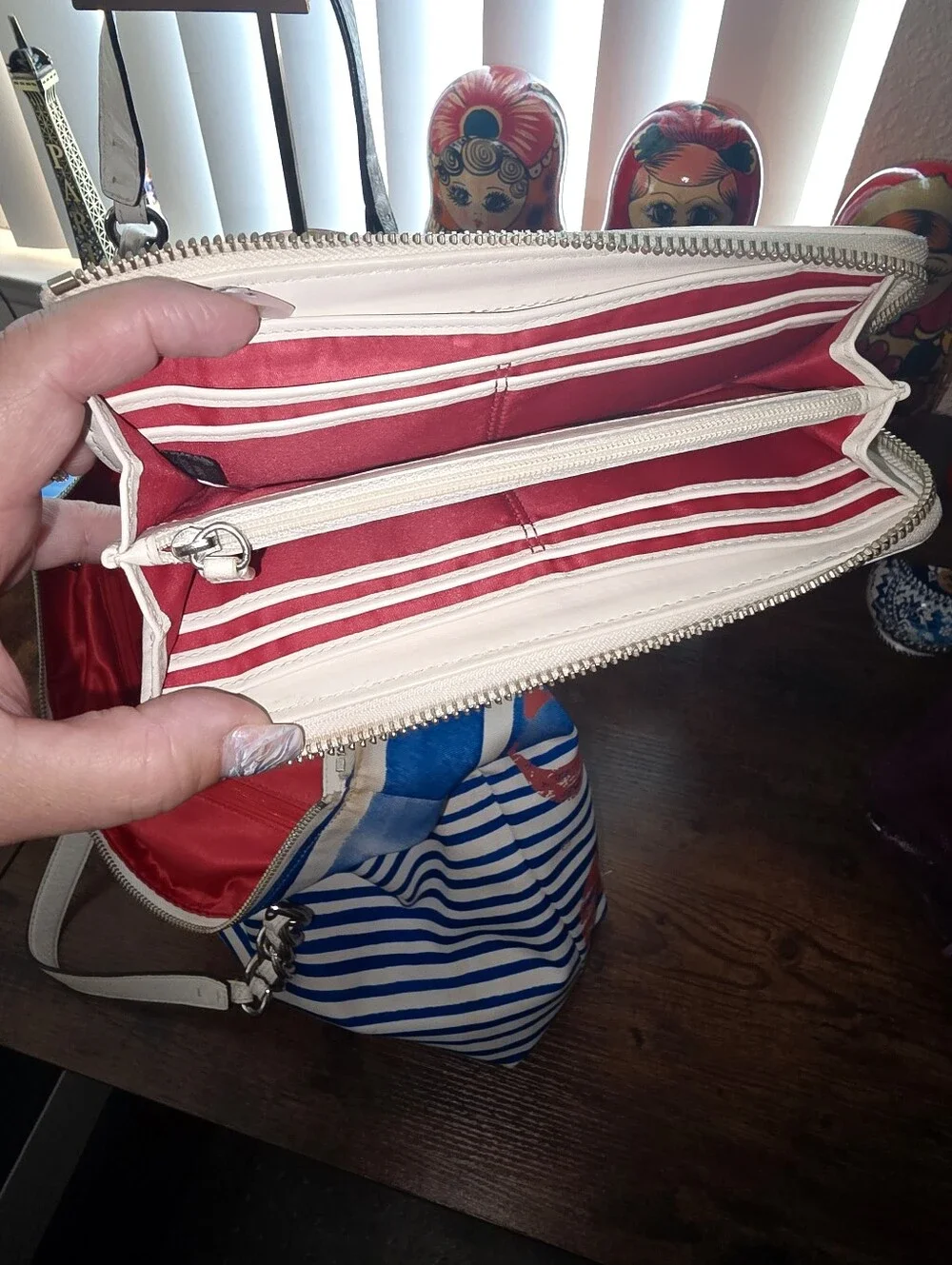 Coach Poppy Nautical Stripe Tote and Matching Wallet Set